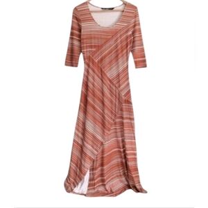 Peruvian Connection Circe Striped Melon And Cream Dress Size Large